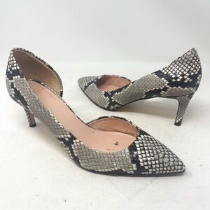 J. Crew Made in Italy Lucie Faux Snake Pumps SZ 7 J8207 Gray Ivory Heels